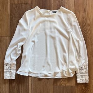 Zara Elegant White Lace Cuff Blouse